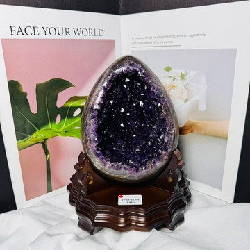 3.43kg胖嘟嘟錢袋子💰頂級烏拉圭 拋光皮 紫水晶恐龍蛋晶洞ESPa++💜晶牙亮 水晶洞 紫晶洞 晶洞 A3600
