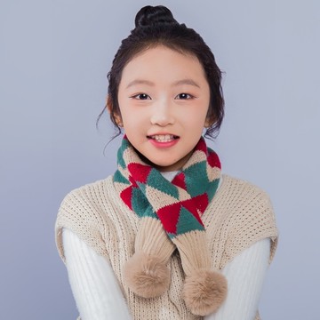 現貨多款兒童圍巾秋冬女童圍脖2024新款寶寶脖套交叉針織毛線男童護頸冬季