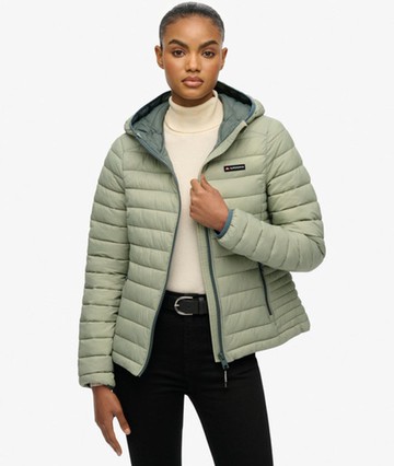 Superdry Women's Hooded Fuji Lite Padded Jacket Green Size: 12