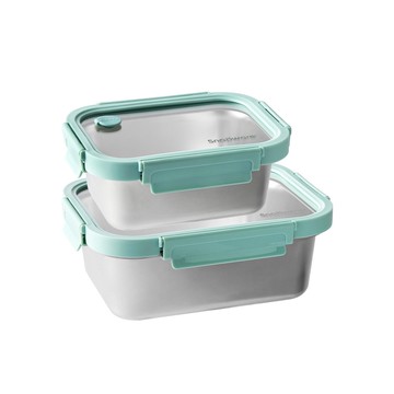 【康寧密扣Snapware】Eco Lightweight 316可微波/可直火/不鏽鋼保鮮盒820+1250(B02)
