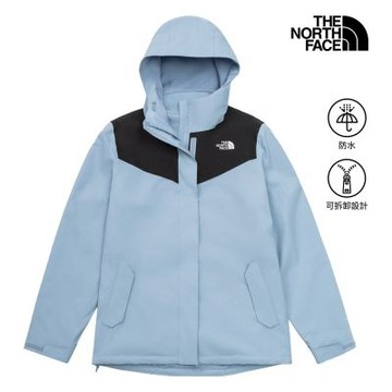 【The North Face 官方旗艦】線上獨家款｜北面女款藍色DRYVENT防水抓絨內裡三合一外套｜8HM6QEO