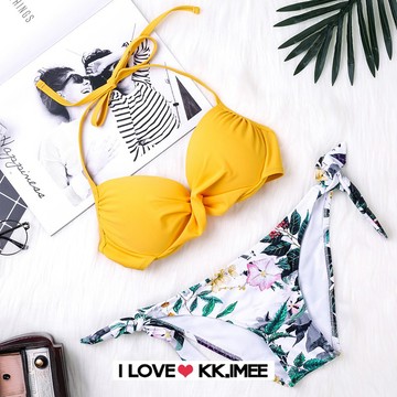 KKimee╭＊歐美風碎花圖騰比基尼【SA102】二件式泳衣 兩截式泳衣