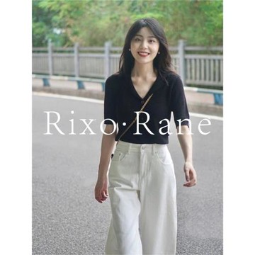 (免運)法國Rixo Rane 法式v領正肩短袖t恤女冰絲針織衫獨特別致polo上衣