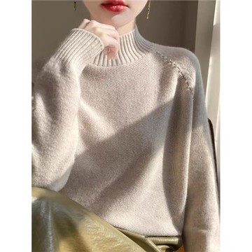 冬季加厚半高領毛衣女寬松可外穿配大衣內搭打底衫針織衫氣質上衣
