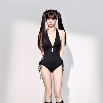 【臺灣有貨】少年溫泉連體泳衣遊泳衣鏤空綁帶新款ins風小衆性感顯瘦高級