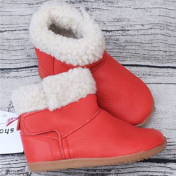 英國 shooshoos - 健康無毒真皮手工童鞋/靴子/童靴-毛邊經典紅