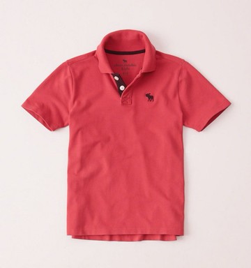 美國百分百【Abercrombie & Fitch】Polo衫 AF 短袖 麋鹿 男 素面 古典粉紅 情侶裝XS S號 H948