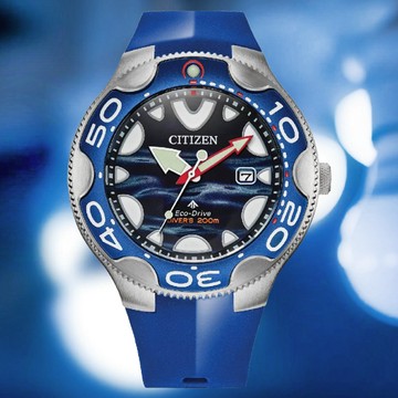 CITIZEN PROMASTER 鯨鯊 虎鯨 光動能防水200米潛水錶-藍色 BN0238-02L 送禮 禮物 推薦
