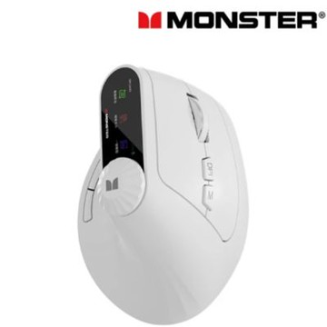 Monster 魔聲 M2 MAX 垂直無線人體工學滑鼠 白色（多功旋鈕／電子顯示）