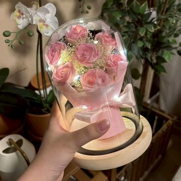台灣24H出貨【永生花玻璃燈罩】玻璃罩花燈 永生花擺飾 居家佈置 房間裝飾 氛圍燈 玫瑰永生花 紀念日禮物 畢業禮物