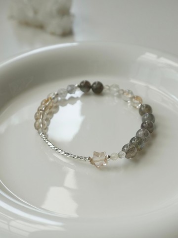 Nova Dream/拉長石 鈦晶 雲水晶 星星髮晶/水晶手鍊 客製化