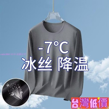 悅裳💎台灣免運💎冰絲網眼長袖T恤 夏天涼感 清涼 速幹 透氣 韓系 美式 素面 圓領時尚原宿百搭冰絲長袖t恤男 速幹