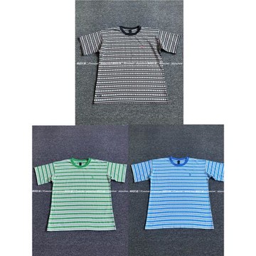 【天花頂】25ss條紋十字提花滿印刺繡圓領短袖男女同款