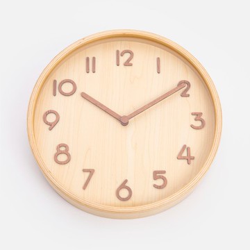 奧可利曲木靜音壁鐘28cm 原木色 (有面板)