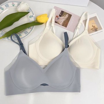 夏季美背薄款冰絲無痕內衣女小胸聚攏胸罩無鋼圈可機洗固定杯文胸