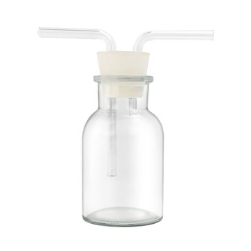 其它小五金 洗氣瓶125ml 玻璃洗氣瓶 實驗器材 洗滌瓶 氣體吸收瓶 玻璃多氣孔 配雙孔橡膠塞 玻璃瓶 618-GWB125