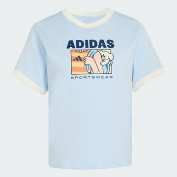 Adidas 愛迪達 Pop Art T1 Q2 KC8602 女 T恤 運動上衣 休閒短袖 天藍 亞版 純棉 滾邊