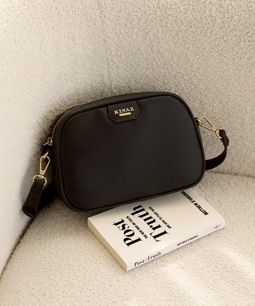 雙層拉鍊幾何五金LOGO斜背包-黑調和弦-雙序曲系列(BX96439-49)