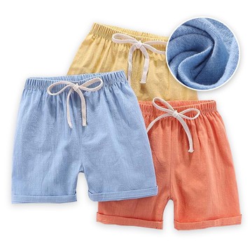 兒童短褲 夏季竹節棉薄款 睡褲棉麻短褲 -雪倫小鋪