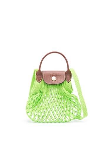 Longchamp - mini Le Pliage Filet Mesh tote bag - women - Leather/Cotton - One Size - Green