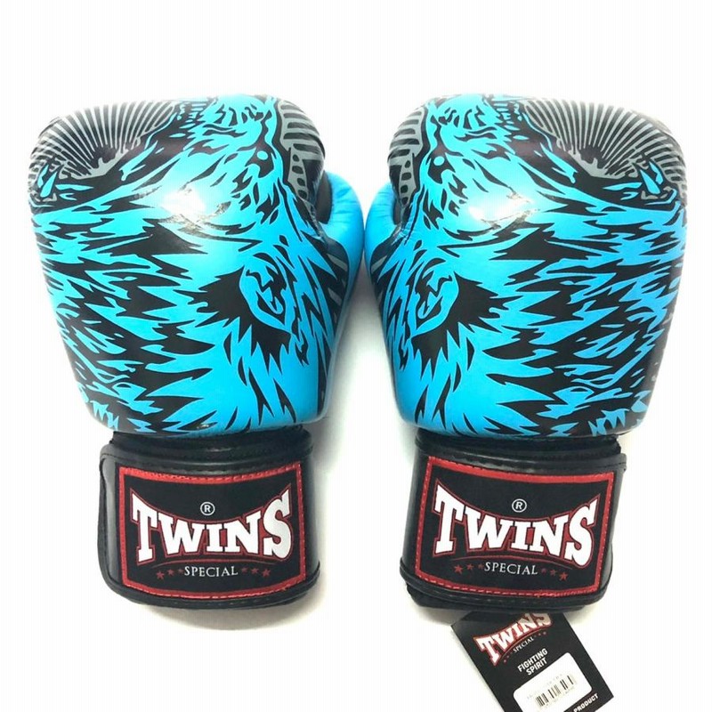 新品 正規 TWINS 本格ボクシンググローブ TWドラゴン青 /ムエタイ/本革
