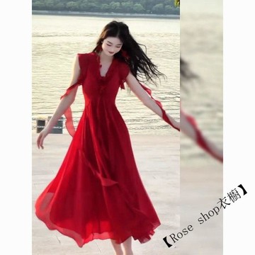 法式超仙度假風花朵飄帶無袖連衣裙女2026夏季新款女裝大擺長裙子 連身裙 連衣裙 洋裝 辣妹洋裝 氣質洋