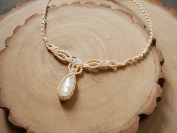 N58/FW24~經典款 - 月光石 l 南美蠟線 l 手工編織 l 短項鍊