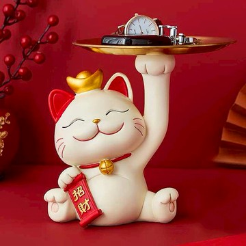 🔜 快速出貨 🔜【招財貓的家】7寸托盤開運招財貓 生日禮物 開業禮物 開運 招財 喬遷禮物 交換禮物＃CAT143