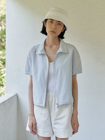 Villa Stripe Blouson in Light Blue