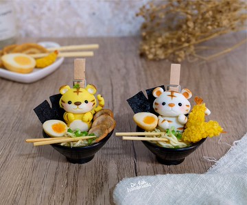 小萌虎拉麵碗 便籤 黏土材料包  線上教學影片&DIY 材料