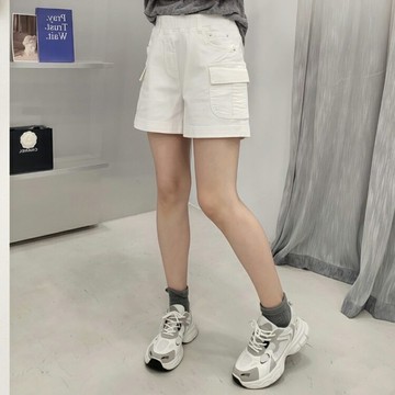 鬆緊彈力口袋短褲(S-3L)    【B370406】