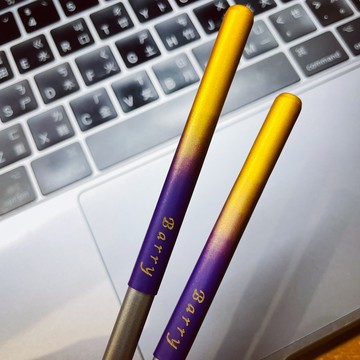 【溫紋陶】 溫紋陶工藝｜握在手心的念念 金光閃閃漸層手工軟陶工藝純鈦筷 含一式雷雕（共有四款配色）