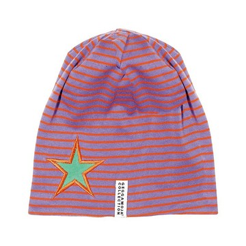 【北歐童裝】瑞典有機棉兒童帽子2歲-4歲 紫/橘星星
