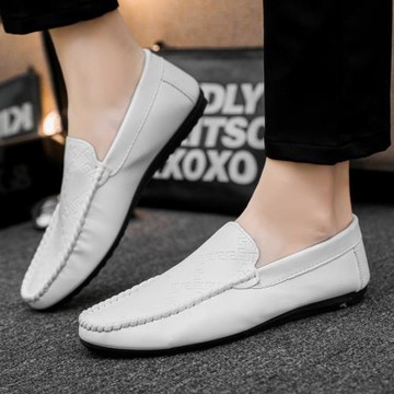 IDOCITY豆豆鞋男2025新款透氣男士休閑皮鞋軟底輕便懶人樂福鞋子