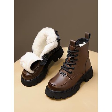 皮毛一體雪地靴女冬羊毛馬丁靴防寒保暖羊羔絨棉鞋加絨加厚底棉靴