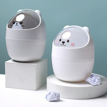 PS Mall【J3226】桌面小號可愛垃圾桶家用帶蓋臥室床頭辦公桌紙簍迷你垃圾桶