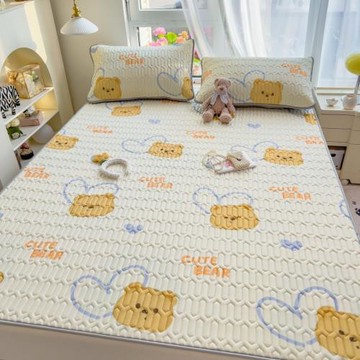 新款乳膠印花涼席枕套三件套宿舍單人床兩件套空調席套件舒爽不悶