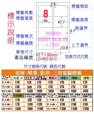 龍德 A4三用電腦標籤紙