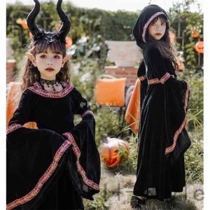 ハロウィン衣装 子供 大人 魔女コスプレ衣装 キッズ ロングワンピース