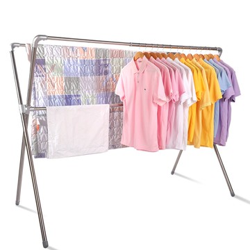 雙桿晾衣架 不鏽鋼晾衣架落地折疊室內陽台伸縮雙桿家用晾衣桿戶外曬被子神器【MJ193757】