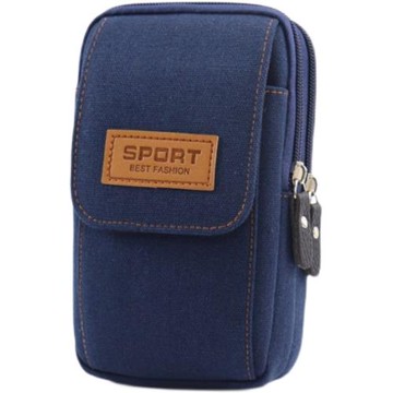 男士帆布穿皮帶休閑手機包 中老年工地收錢腰包 戶外運動手機袋