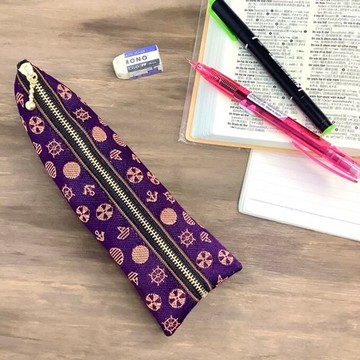 【海洋風】榻榻米邊飾 金字塔造型 筆袋 紫色 橘色 海洋 帆船