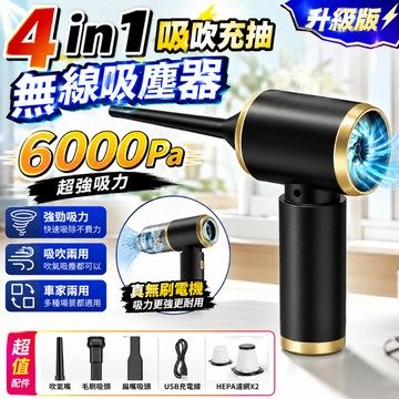 德國工藝 無線吸塵器 吸吹兩用 車用吸塵器 吹塵器 小型吸塵器 吹吸充抽四合一 超強暴力吸力 無刷電機 吸塵器無線