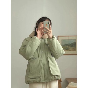 反季erume韓國工裝中長款羊羔