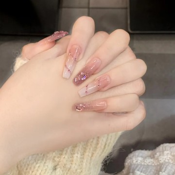 💜Hannah💛高定版秋日顯白純手工穿戴甲乳白漸變碎鑽高級氣質ins溫柔學生美甲婚甲純欲仙女穿戴甲