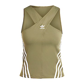 Adidas Tank JM9259 女 背心 交叉領 運動 訓練 休閒 緊身 三葉草 軍綠