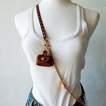 6合1手機掛繩連夾片 手機背帶 手機腕帶 零錢包鑰匙圈 七色 棕