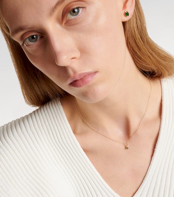 Stone and Strand Tiny Emerald Goddess 14kt gold choker with emeralds and diamonds