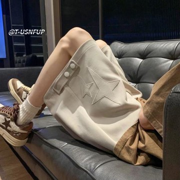 褲子男款夏季薄款美式短褲休閑寬松五分褲設計感高街褲子直筒中褲