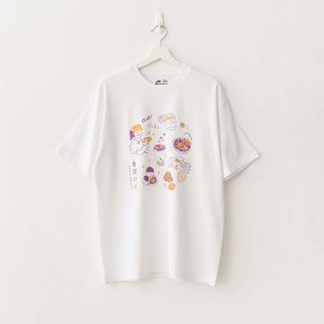 寬版落肩T恤/美味台灣/飲料甜品/白/印花樂 X ViewFinder